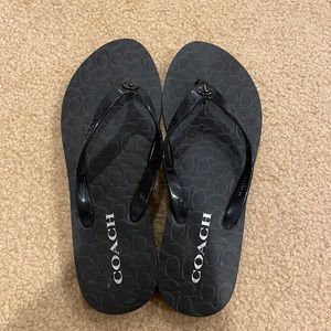 Cute black COACH flip flops!!!